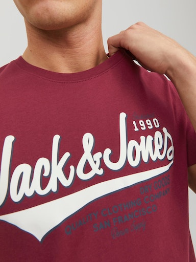 Camiseta de manga corta- JJELOGO Burdeos