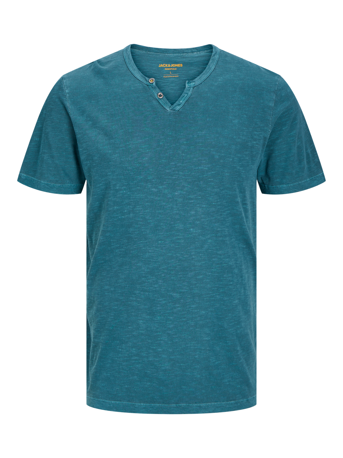 Camiseta cuello pico con botones azul - JJESPLIT