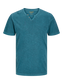 Camiseta cuello pico con botones azul - JJESPLIT