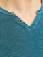 Camiseta cuello pico con botones azul - JJESPLIT