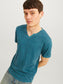 Camiseta cuello pico con botones azul - JJESPLIT