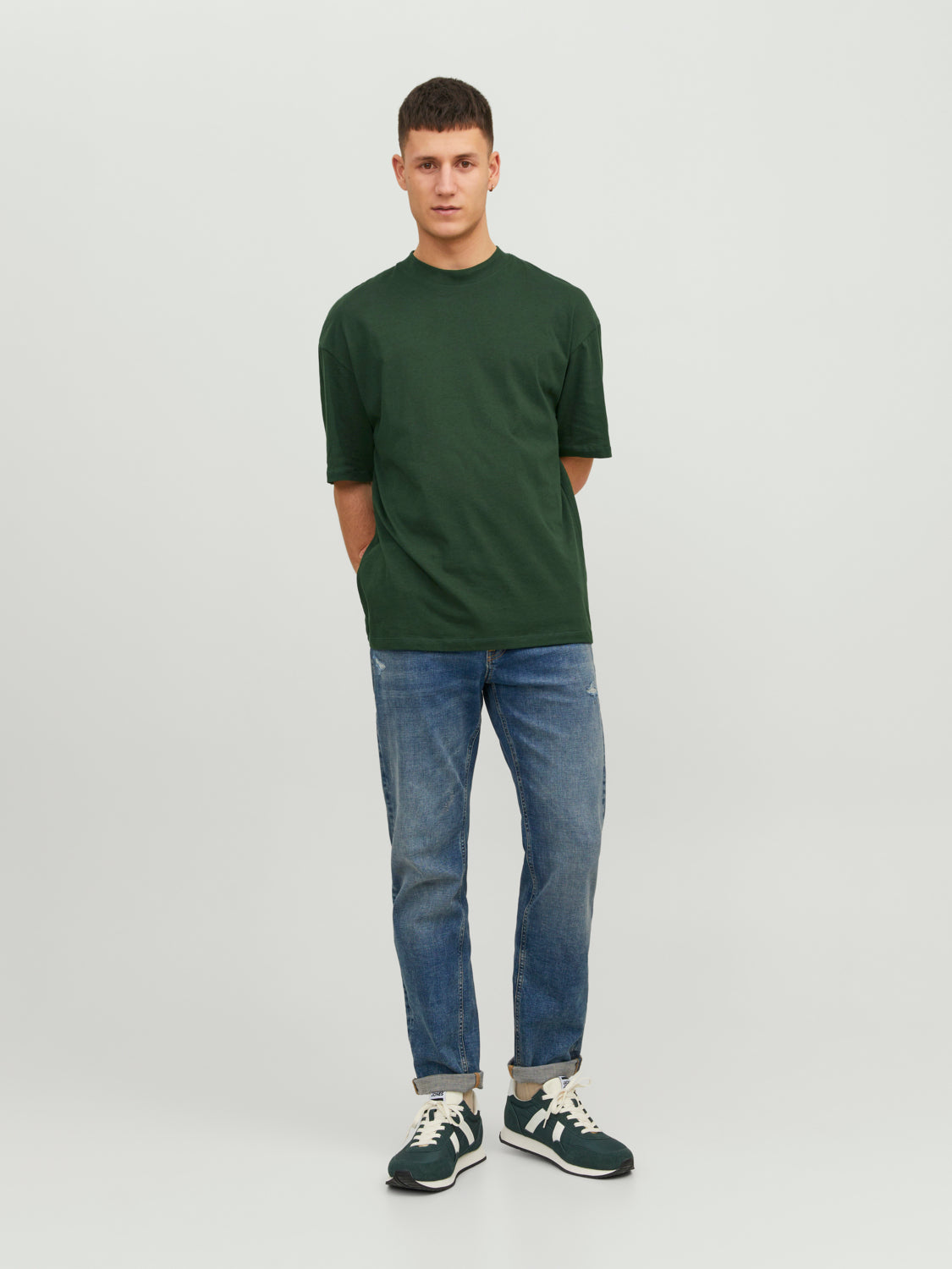 Camiseta de manga corta de algodón JJETIMO - Verde