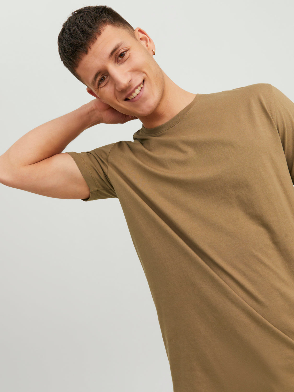 Camiseta básica manga corta marrón - JJEORGANIC