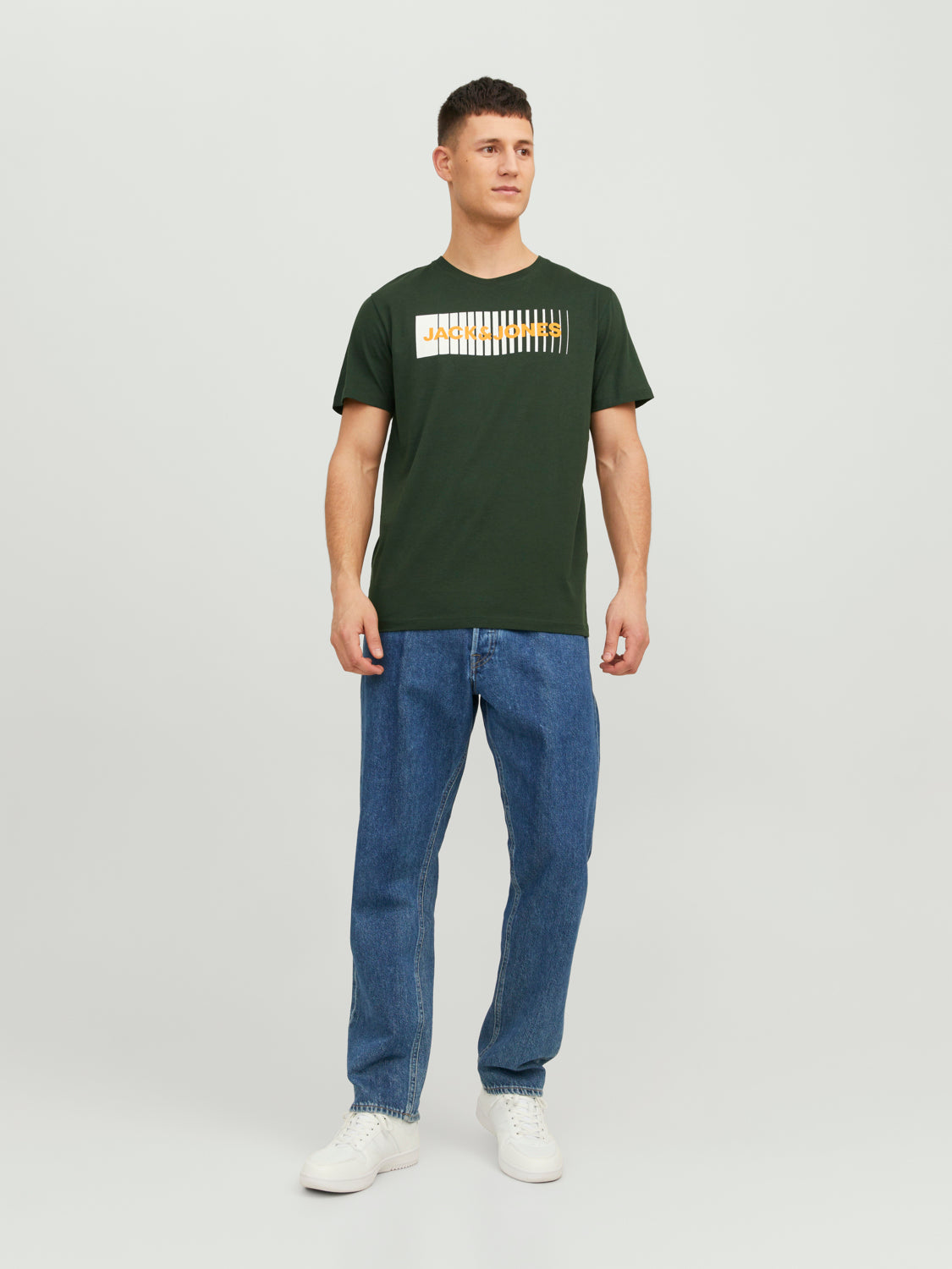 Camiseta manga corta con logo verde oscura - JJECORP