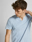 Camiseta azul claro básica cuello pico con botones - Split