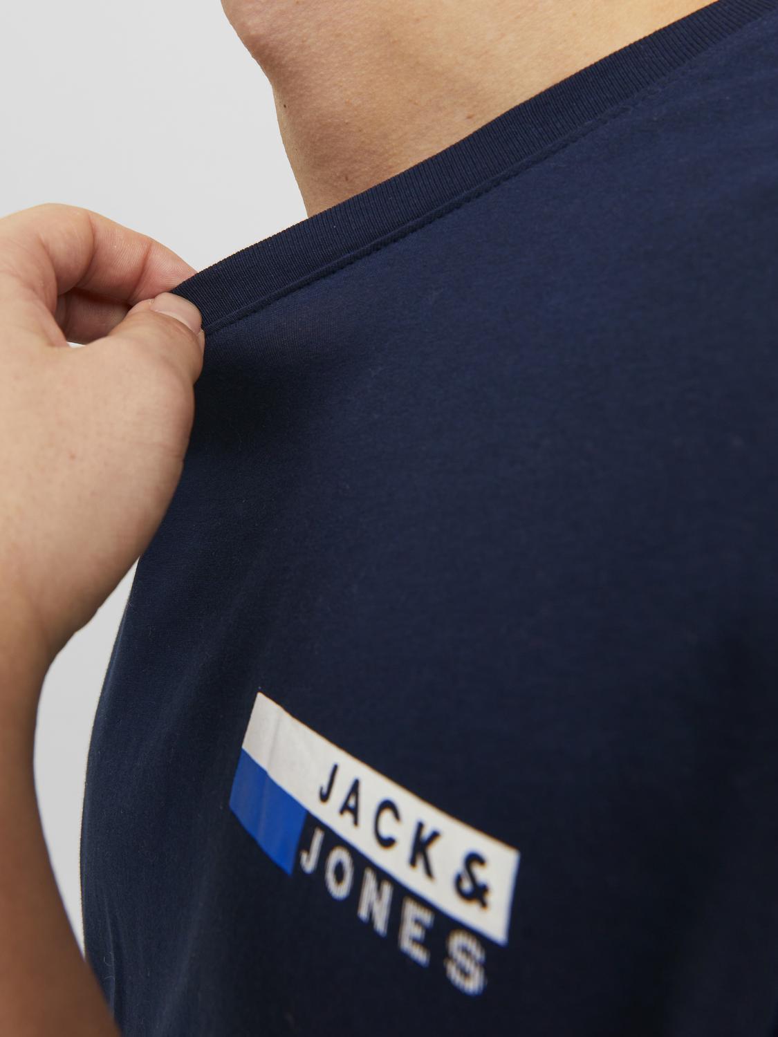 Camiseta manga corta azul con logo - JJECORP