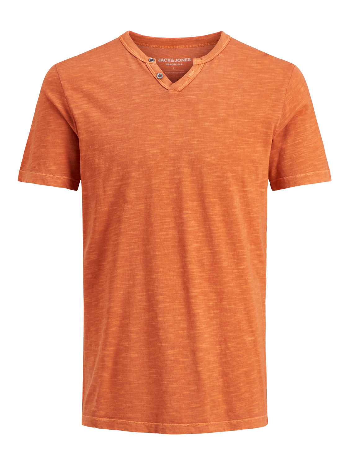 Camiseta naranja básica cuello pico con botones - SPLIT