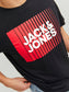 Camiseta negra de manga corta con logo- JJECORP