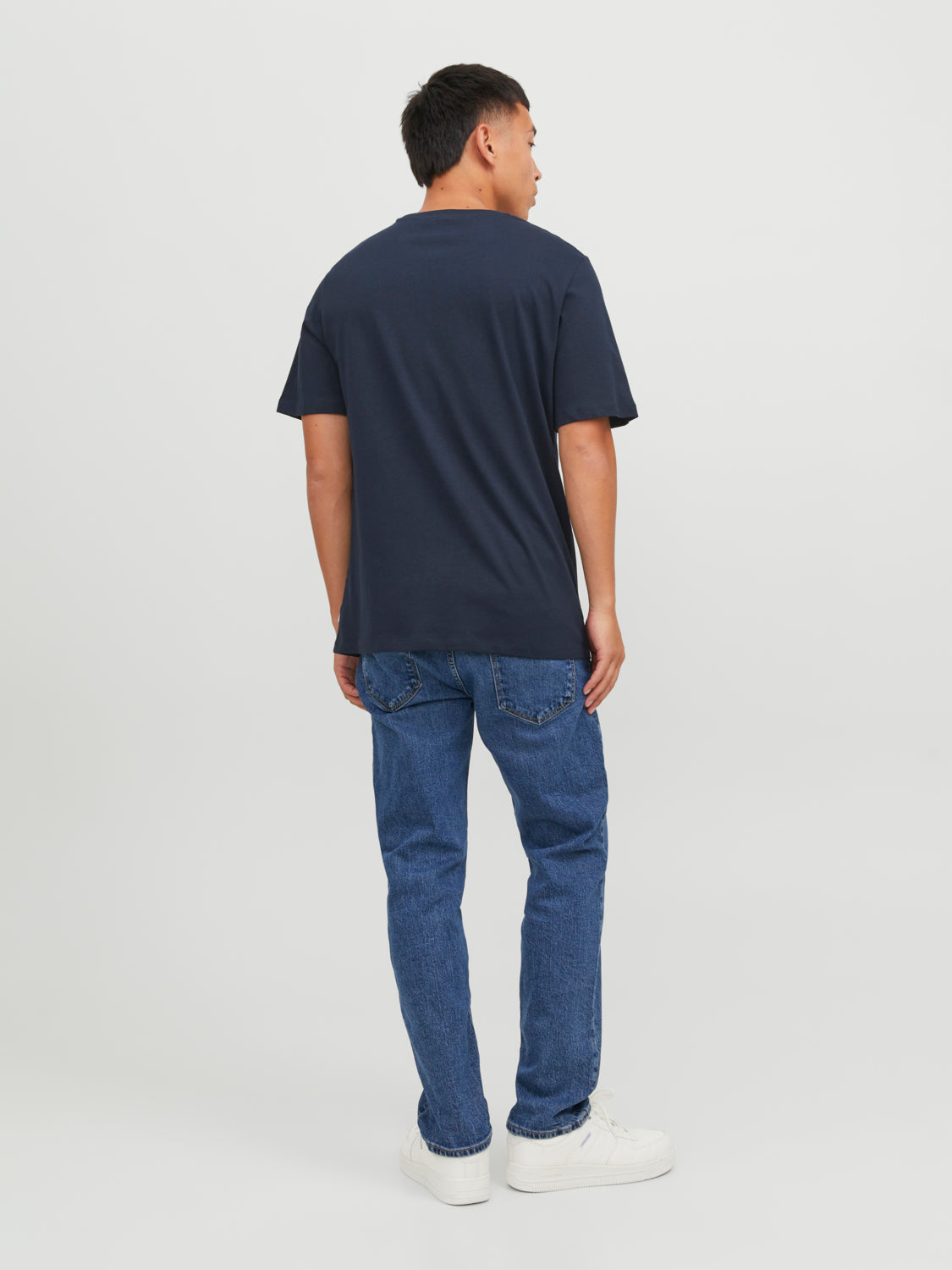 Camiseta básica manga corta azul marino - JJEORGANIC