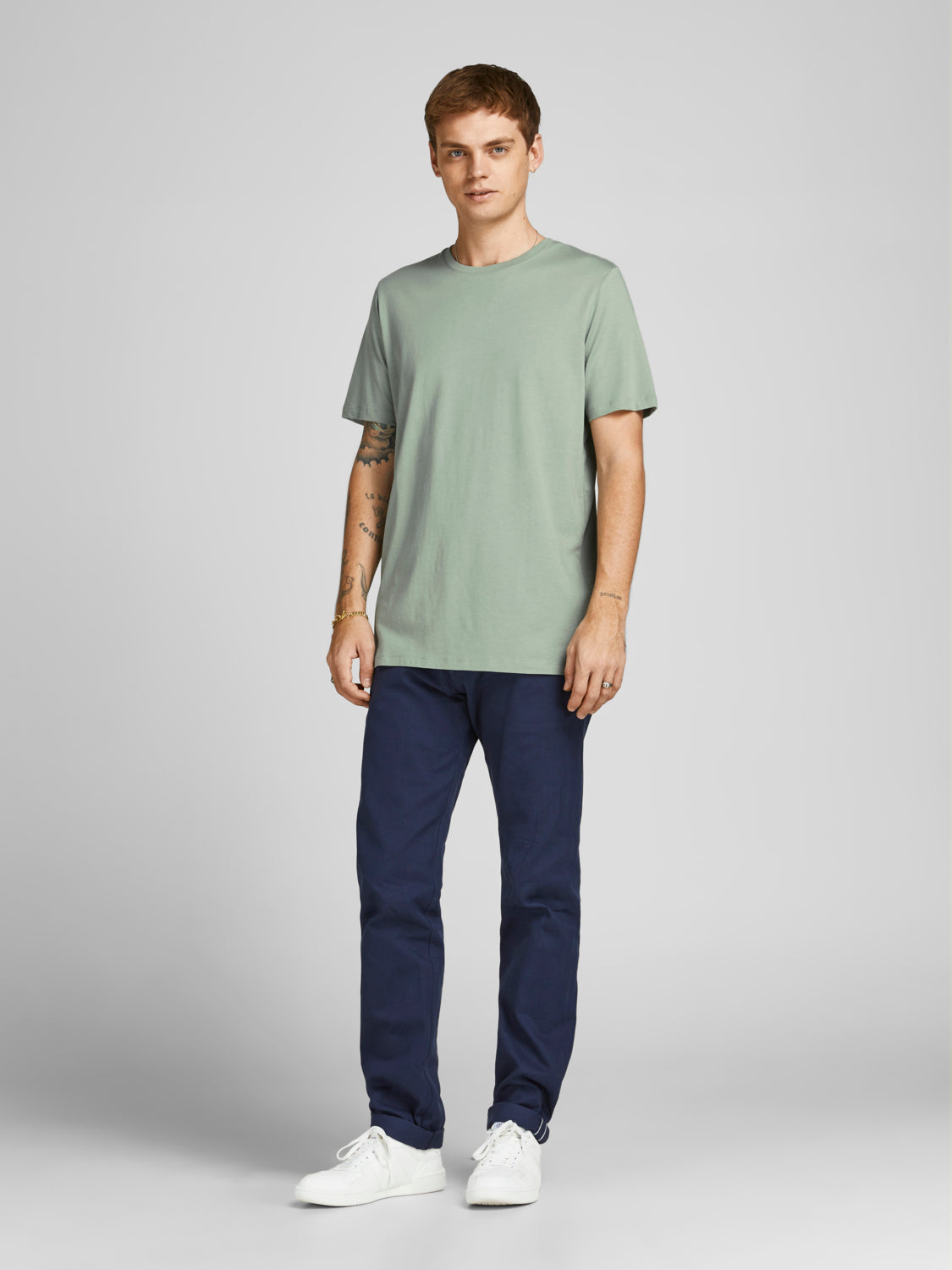 Camiseta básica de manga corta verde -  JJEORGANIC