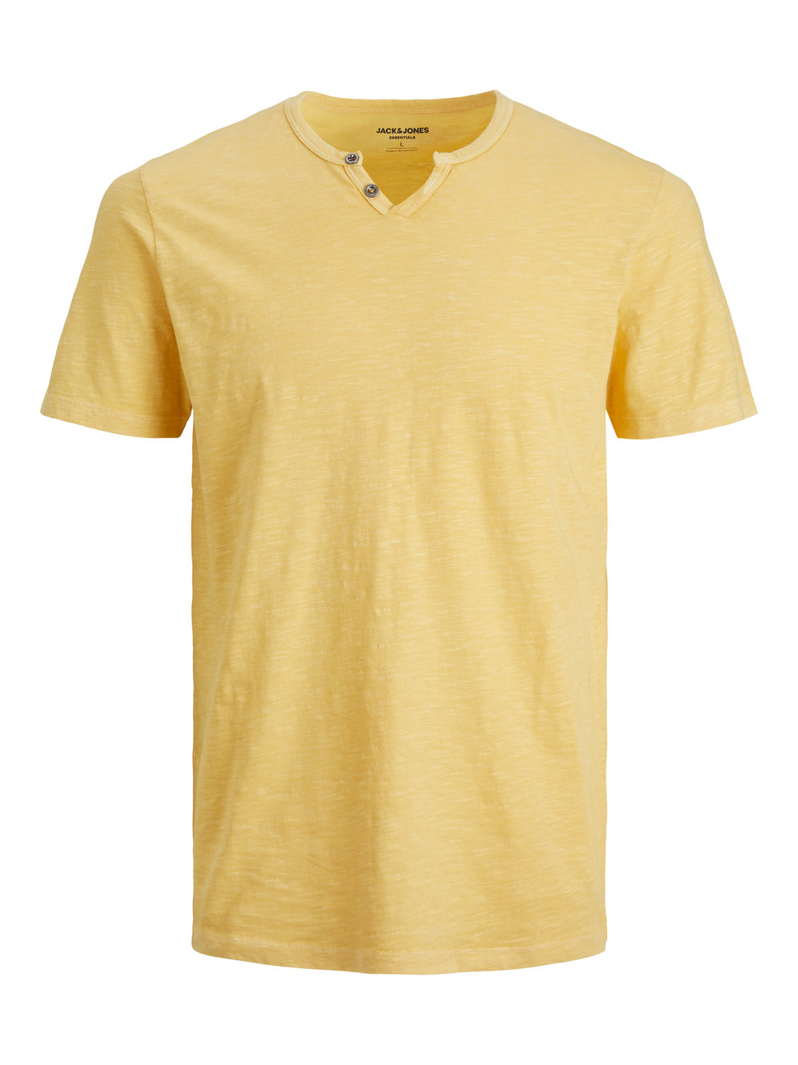 Camiseta de manga corta con cuello de pico amarilla SPLIT