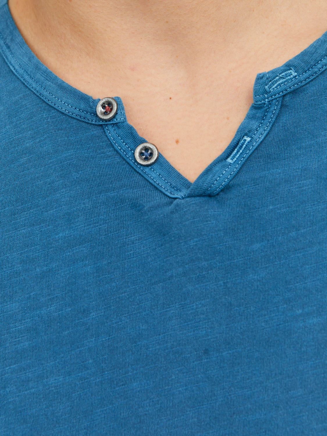 Camiseta de manga corta de algodón JJESPLIT - Azul