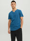 Camiseta de manga corta de algodón JJESPLIT - Azul